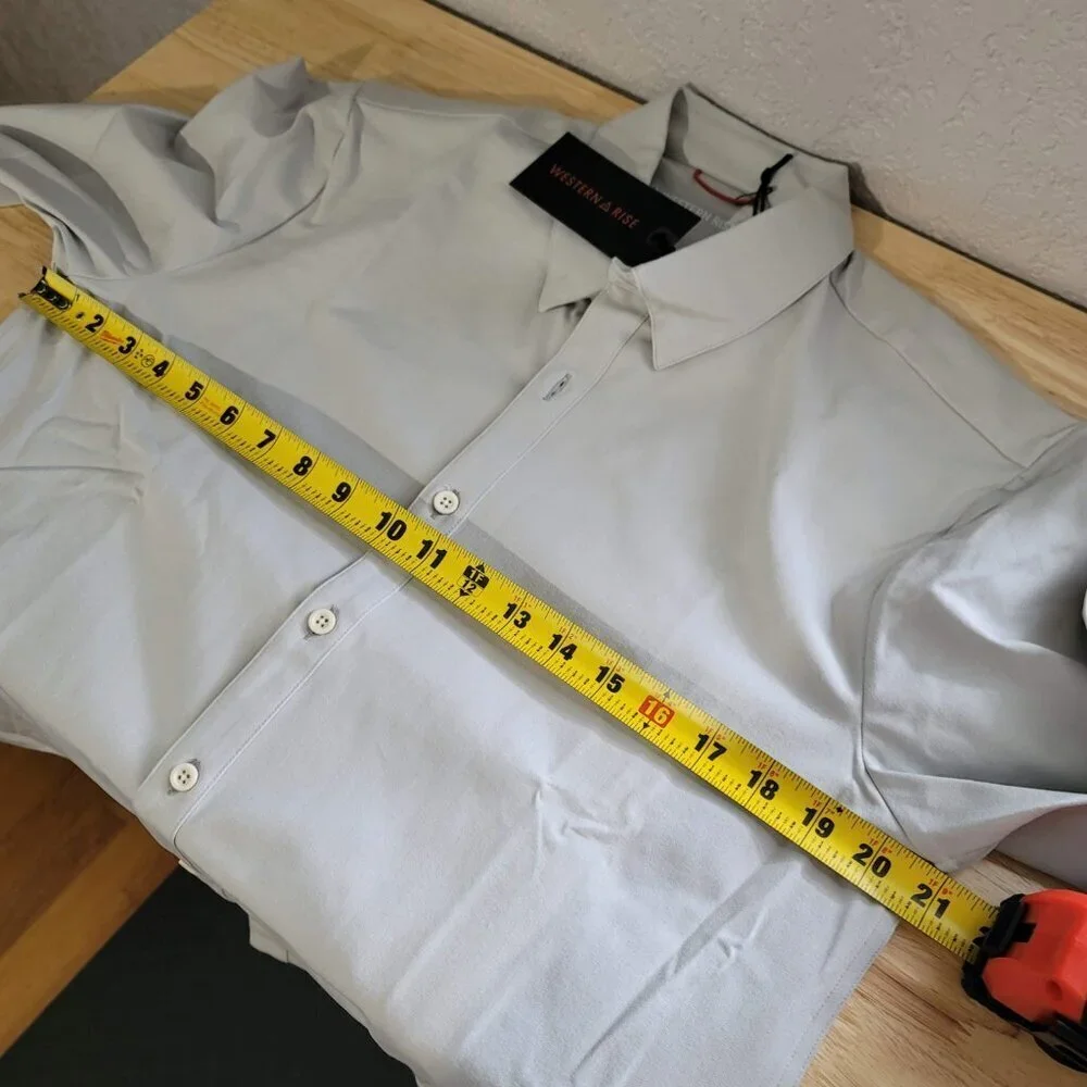Western Rise X Cotton Button Down Fog Light Gray Medium M Men's Longsleeve Shirt - Picture 4 of 4